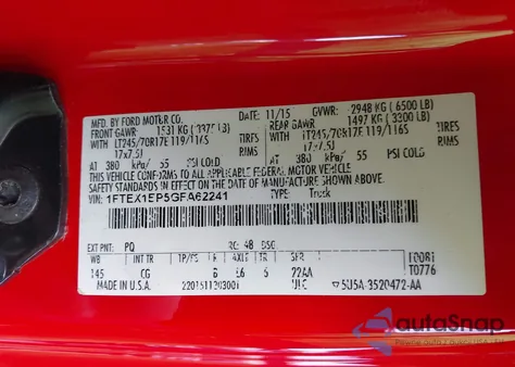 2016 Ford F-150 Xl z USA, uszkodzony, nr VIN 1FTEX1EP5GFA62241